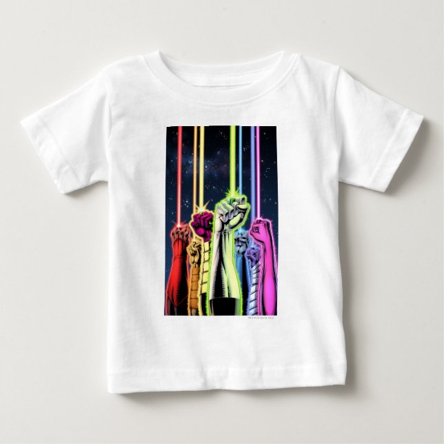 Camiseta Para Bebê Mãos no ar com anéis - Cor (Frente)