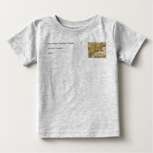 Camiseta Para Bebê Mapa 1685 - Nova Bélgica, O Novo Mundo, Nova Ingla