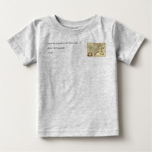 Camiseta Para Bebê Mapa 1778 de Canadá e dos Estados Unidos