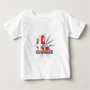 Camiseta Para Bebê Mapa 2,0 da bandeira de Dinamarca
