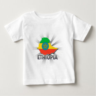 Camiseta Para Bebê Mapa 2,0 da bandeira de Etiópia