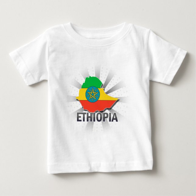 Camiseta Para Bebê Mapa 2,0 da bandeira de Etiópia (Frente)