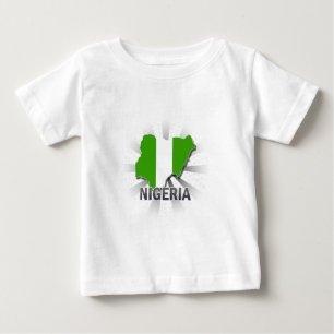 Camiseta Para Bebê Mapa 2,0 da bandeira de Nigéria