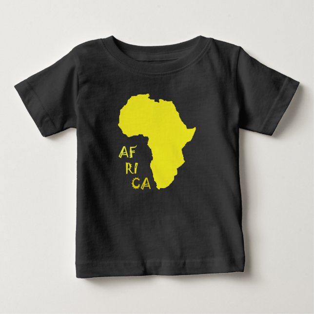 Camiseta Para Bebê Mapa Africano Amarelo Funky (Frente)