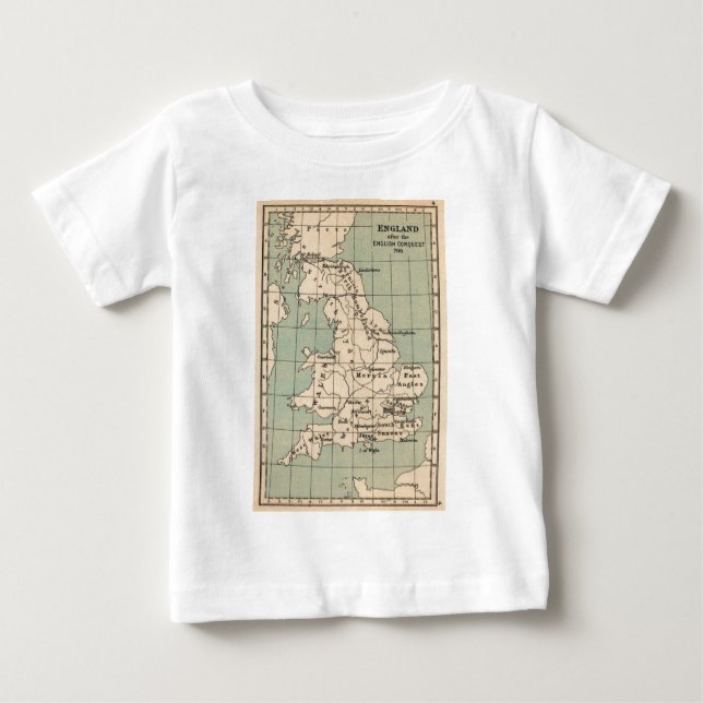 Camiseta Para Bebê Mapa antigo da Inglaterra (Frente)
