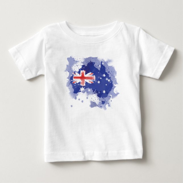 Camiseta Para Bebê Mapa da aguarela de Austrália (Frente)