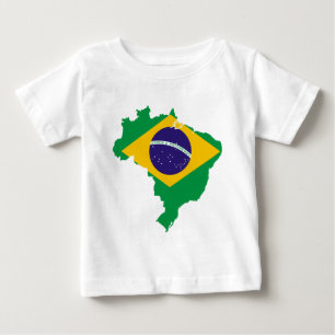 Camiseta Para Bebê mapa da bandeira de Brasil