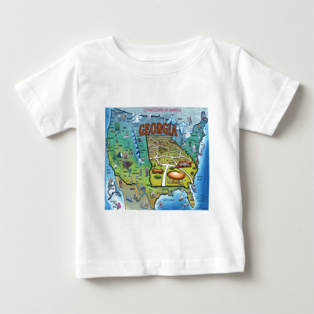 Camiseta Para Bebê Mapa da Geórgia EUA (Frente)