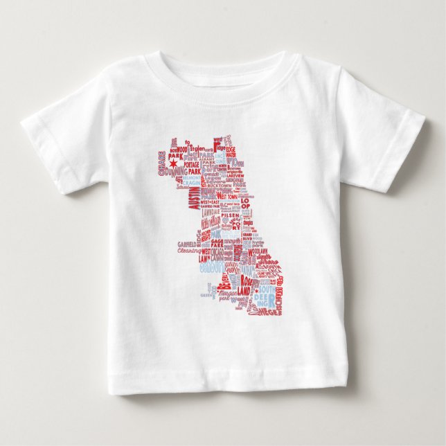 Camiseta Para Bebê Mapa da vizinhança de Chicago (Frente)