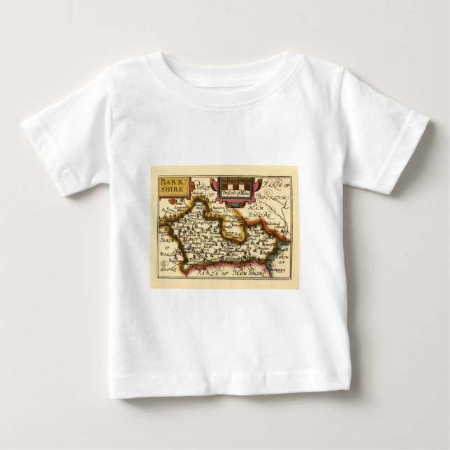 Camiseta Para Bebê Mapa de "Barkshire" Berkshire County, Inglaterra (Frente)