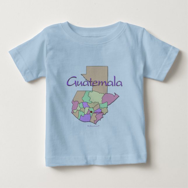 Camiseta Para Bebê Mapa de Guatemala (Frente)