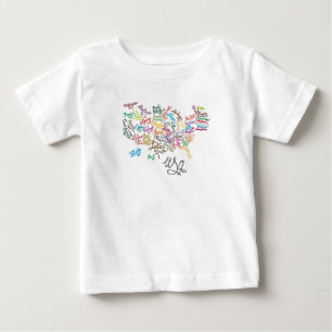 Camiseta Para Bebê Mapa de texto do roteiro dos Estados Unidos da