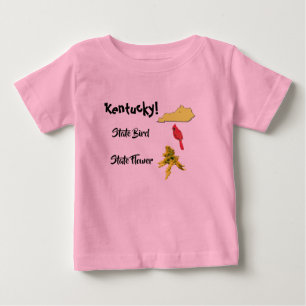 Camiseta Para Bebê Mapa do Kentucky Estado Ave & Flor