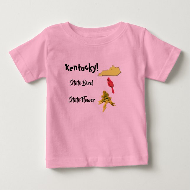 Camiseta Para Bebê Mapa do Kentucky Estado Ave & Flor (Frente)