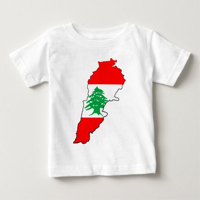 Camiseta Para Bebê Mapa do Líbano com Bandeira (Frente)