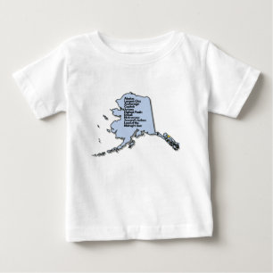 Camiseta Para Bebê Mapa e Fatos do Alasca