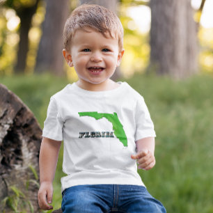 Camiseta Para Bebê Mapa e Texto do Estado da Flórida