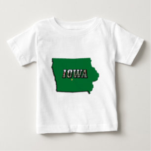 Camiseta Para Bebê Mapa Estatal de Iowa e Texto de Imagem