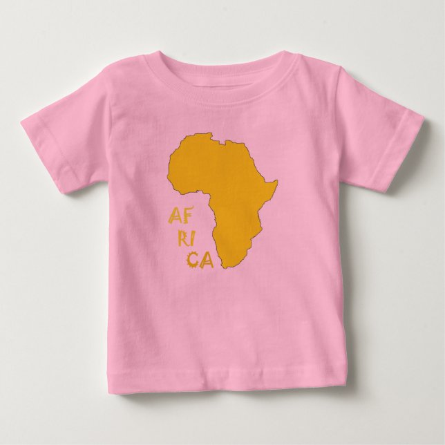 Camiseta Para Bebê Mapa Funky Amarelo da África (Frente)