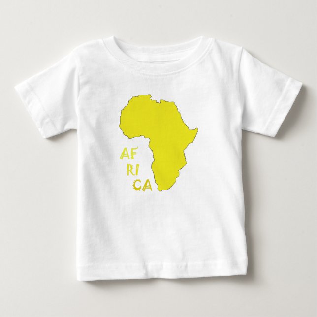 Camiseta Para Bebê Mapa Funky Yellow Africa (Frente)