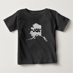 Camiseta Para Bebê Mapa inicial do Orgulhoso do Estado de Alask Rotei