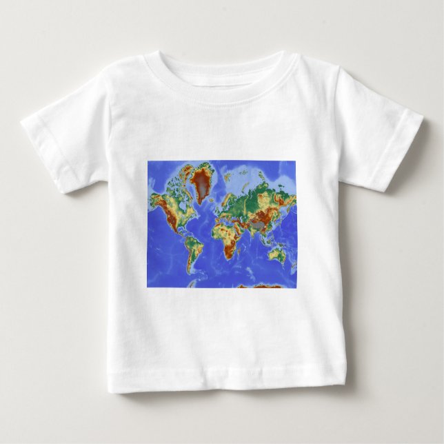 Camiseta Para Bebê Mapa Internacional da Geografia Mundial (Frente)