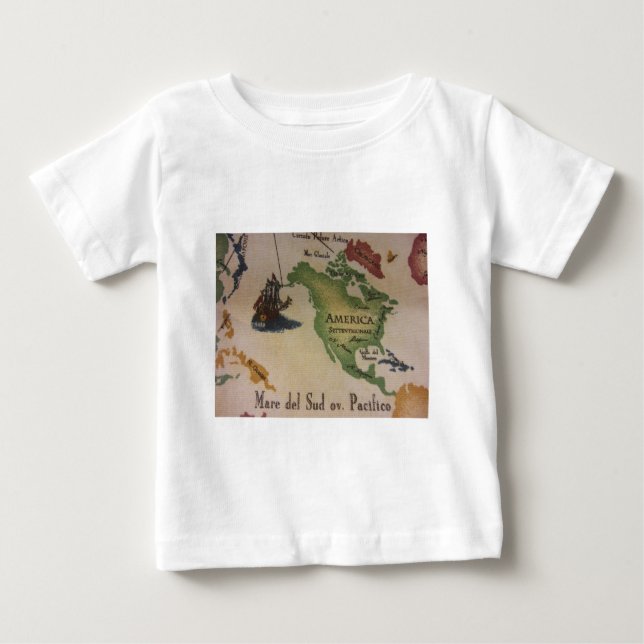 Camiseta Para Bebê Mapa Mundial - América (Frente)