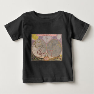 Camiseta Para Bebê Mapa Mundial Antigo