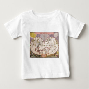 Camiseta Para Bebê Mapa Mundial Antigo