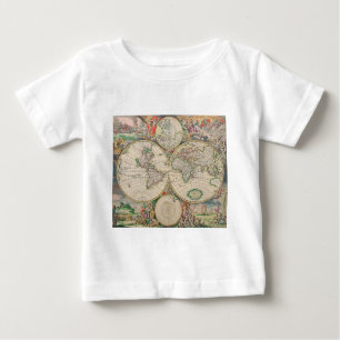 Camiseta Para Bebê Mapa Mundial Antiquado