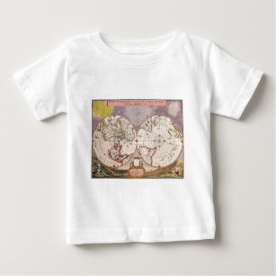 Camiseta Para Bebê Mapa Mundial Antiquado