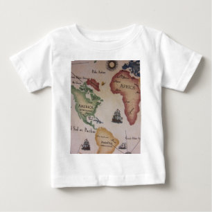Camiseta Para Bebê Mapa Mundial — Oceano Atlântico