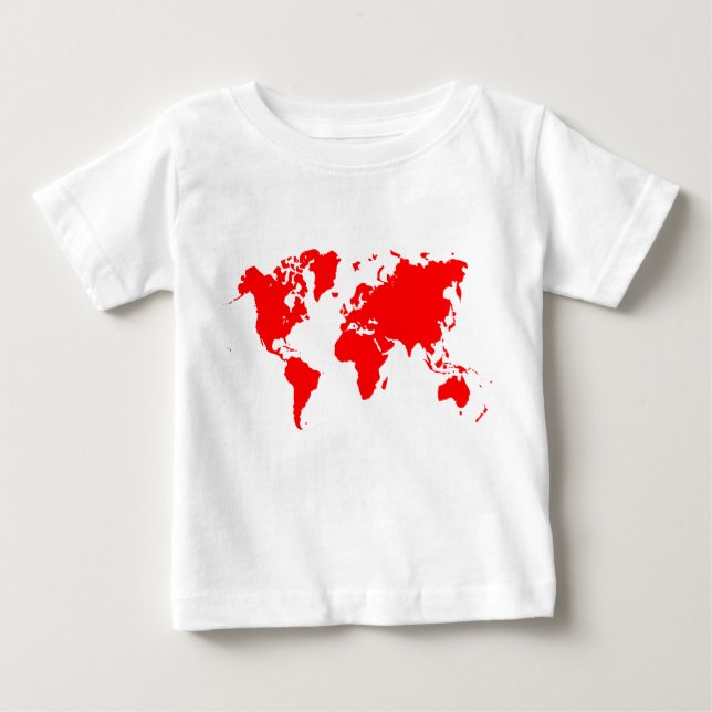 Camiseta Para Bebê Mapa Mundial - Vermelho (Frente)