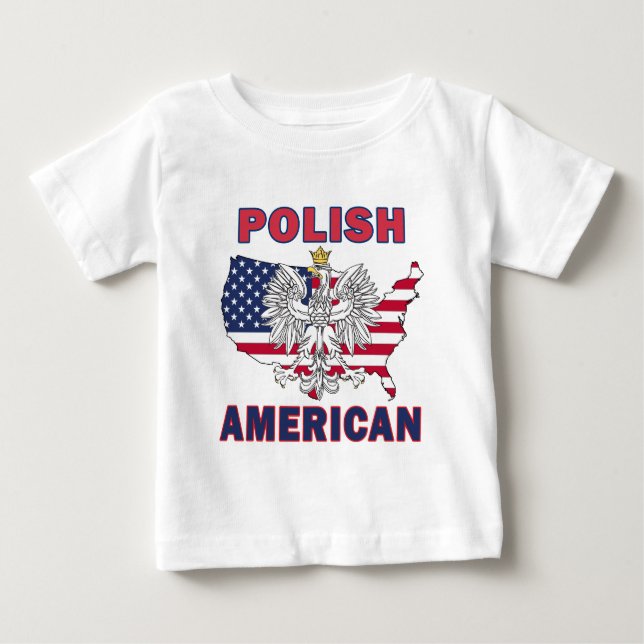 Camiseta Para Bebê Mapa Polonês Americano (Frente)