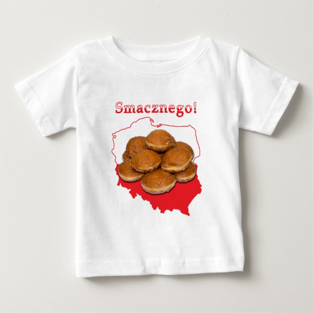 Camiseta Para Bebê Mapa polonês de Paczki Smacznego (Frente)
