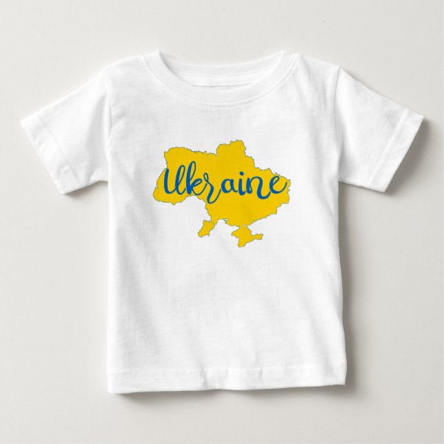 Camiseta Para Bebê Mapa ucraniano e letra T- (Frente)