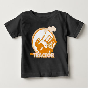 Camiseta Para Bebê Máquina de Fazenda de Trator Laranja