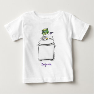 Camiseta Para Bebê Máquina de lavar roupa fofa ilustração em desenho