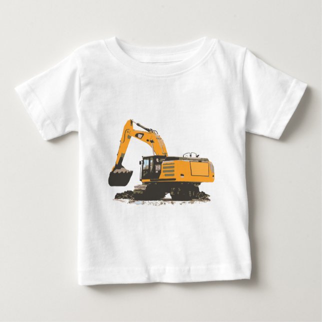 Camiseta Para Bebê Máquina escavadora enorme da sujeira (Frente)