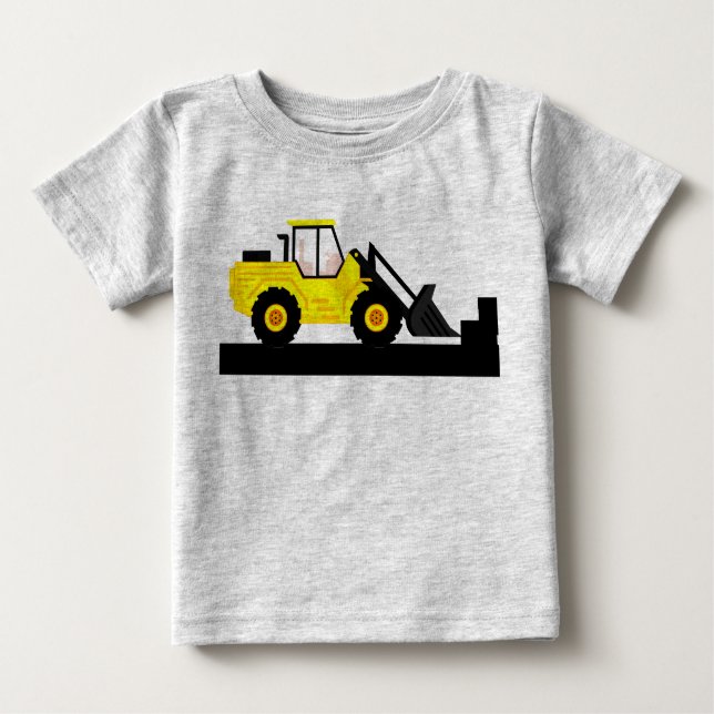 Camiseta Para Bebê Máquina Pesada Escavadora Para Bulldozer Cute (Frente)