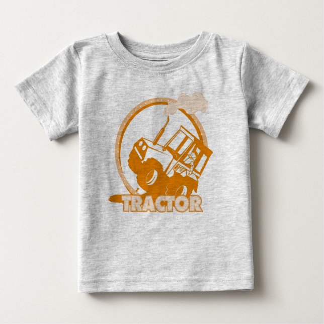 Camiseta Para Bebê Maquinaria de fazenda alaranjada do trator (Frente)