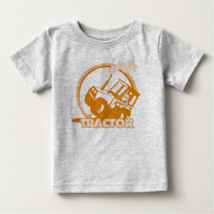 Camiseta Para Bebê Maquinaria de fazenda alaranjada do trator