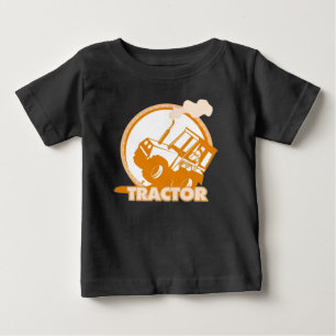 Camiseta Para Bebê Maquinaria de fazenda alaranjada do trator