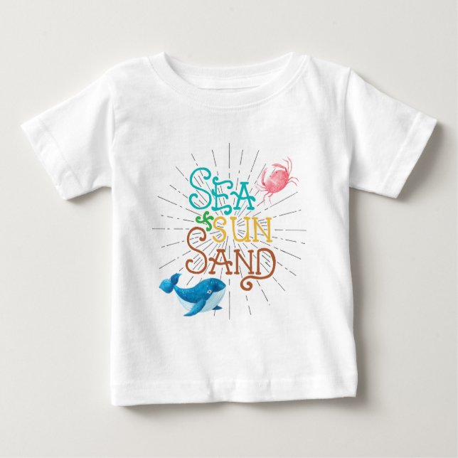 Camiseta Para Bebê Mar Sol Areia (Frente)