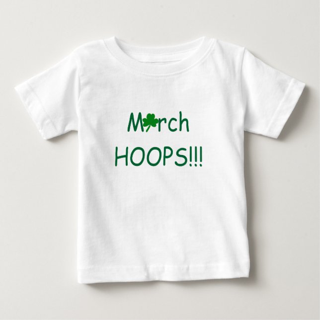 Camiseta Para Bebê March HOOPS Shamrock Criança Girls (Frente)