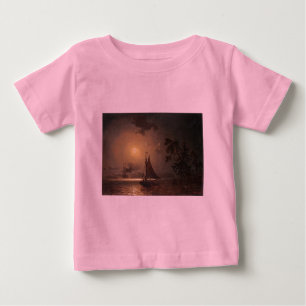 Camiseta Para Bebê Marcus Larson, viagem noturna da noite da lua.