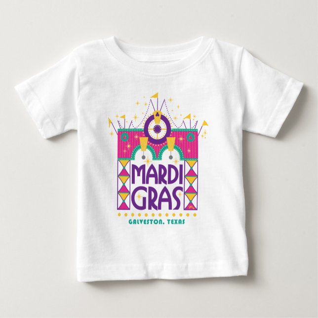 Camiseta Para Bebê Mardi Gras Arch, Galveston, Texas (Frente)