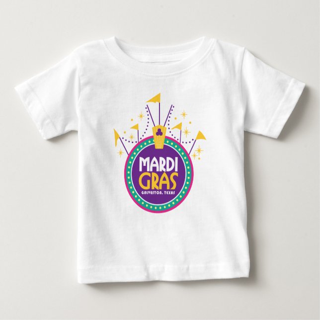 Camiseta Para Bebê Mardi Gras Arch inspirou, Galveston, Texas (Frente)