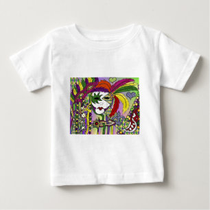 Camiseta Para Bebê Mardi Gras Feather Máscaras Psicodélicas Oferece R