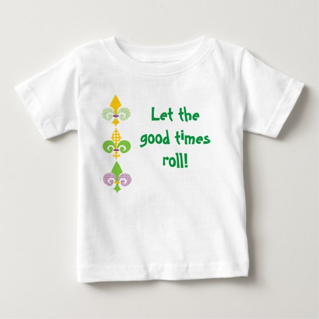Camiseta Para Bebê Mardi Gras Fleur de Lis (Frente)